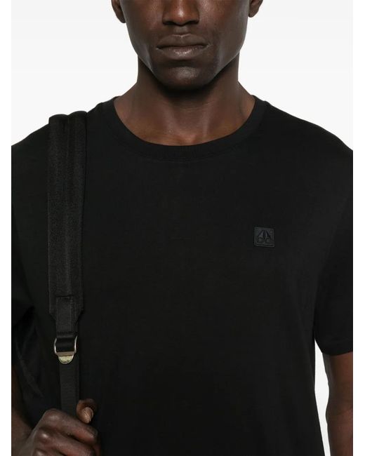 Moose Knuckles Black Logo-Patch T-Shirt for men
