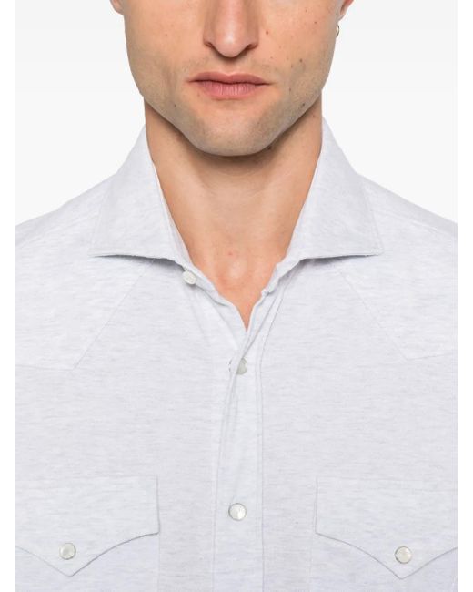 Brunello Cucinelli White Cotton Shirt for men