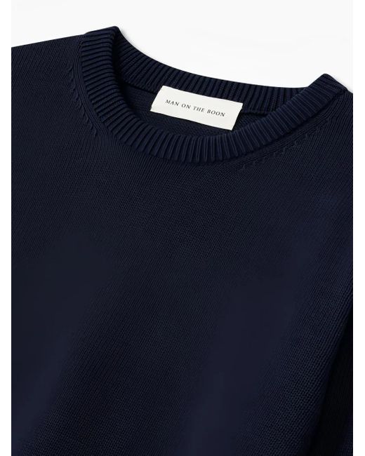 MAN ON THE BOON. Blue Logo-Patch Jumper for men