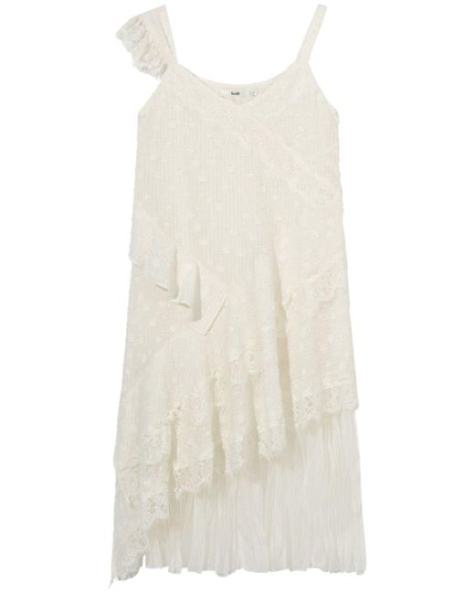 B+ AB White Lace-trimmed Midi Dress