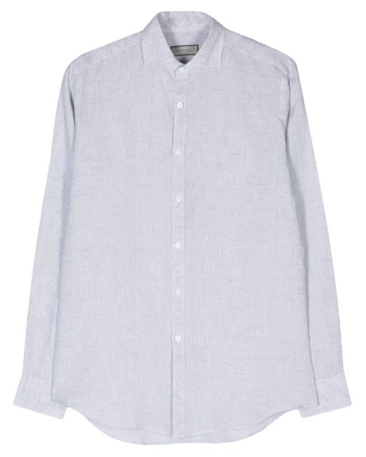 Canali White Long-sleeve Linen Shirt for men