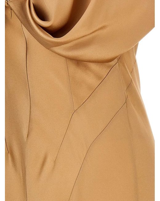 Alberta Ferretti ドレープ マキシドレス Natural