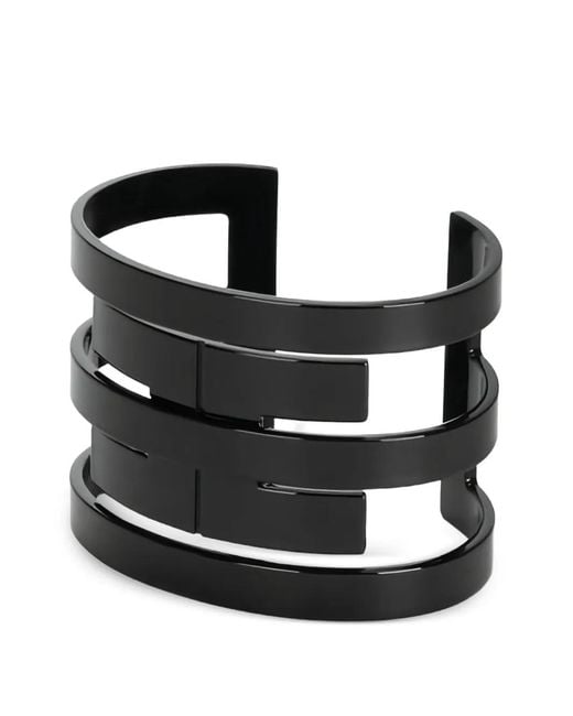 Elisabetta Franchi Black Logo-Detail Multi-Band Cuff Bracelet
