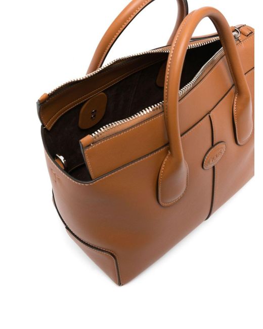 Tod's Brown Di Logo-patch Leather Tote Bag
