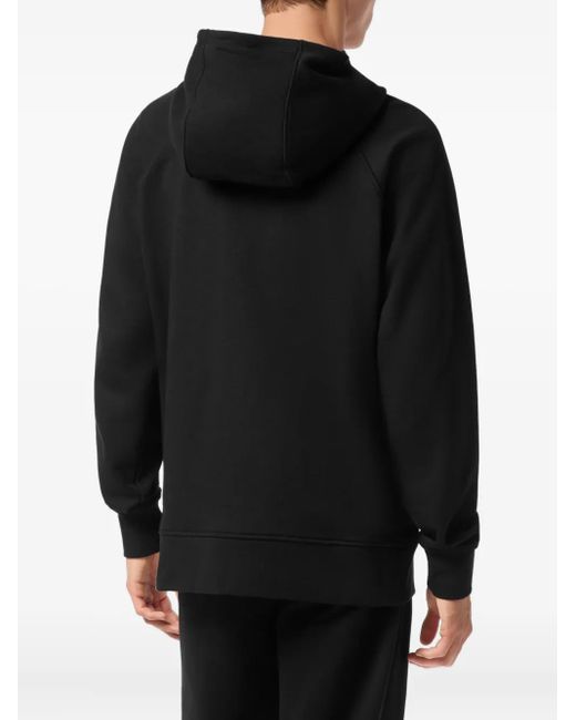 Philipp Plein Black Zip-Up Logo-Patch Hoodie for men