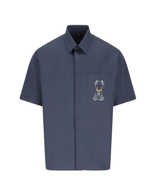 Fendi メンズ ブルー エンブロイダリーシャツ 【公式通販】