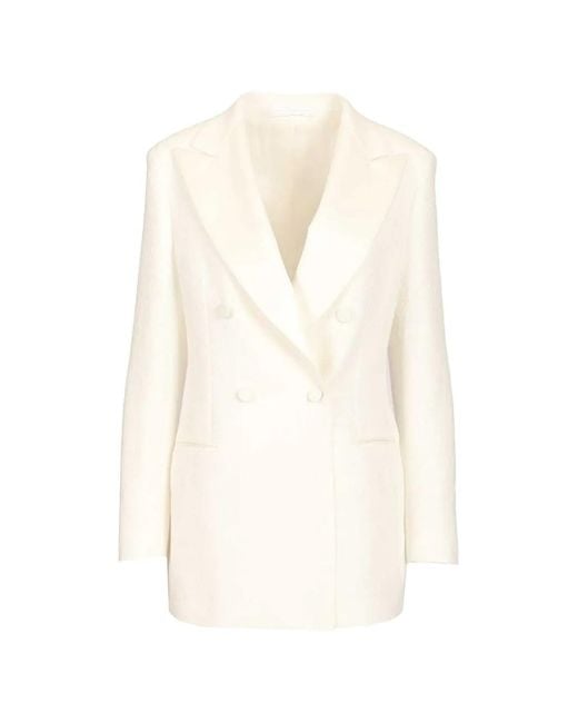 Tagliatore White K-Elenia Double-Breasted Blazer