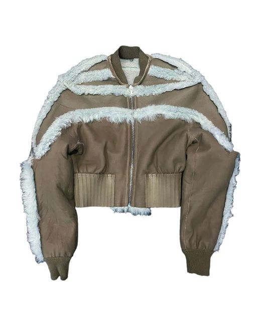 Rick Owens Gray Shearling Bomber Jacket for men