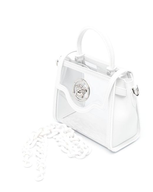 Versace White La Medusa Transparent Shoulder Bag