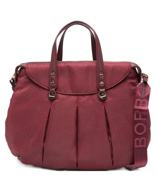 Borsa Tote Con Pieghe di Borbonese in Purple