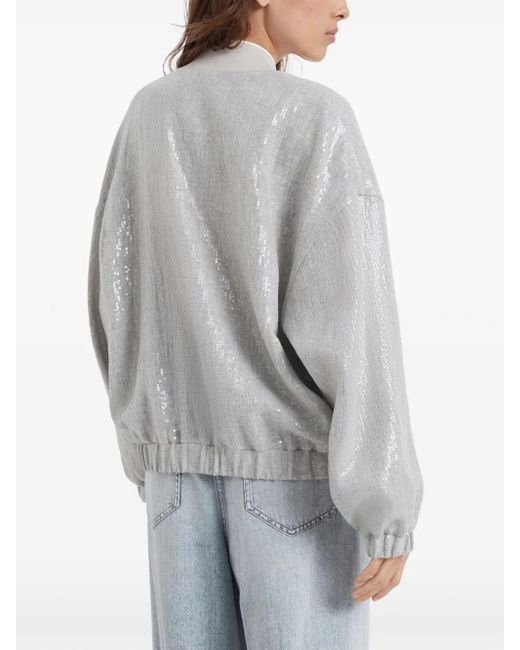 Bomber Con Paillettes di Brunello Cucinelli in Gray