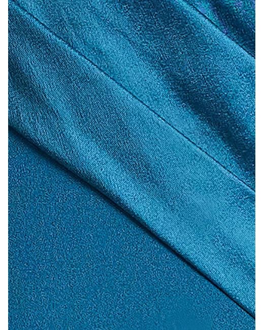 Tadashi Shoji Blue Asymmetric-Neck Ruffled Maxi Dress