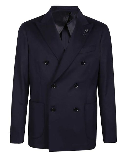 メンズ Lardini Double-breasted Blazer Blue