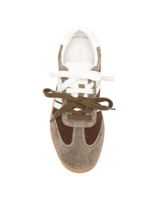 SERGIO MORETTI FIRENZE Brown Panelled Platform Sneakers