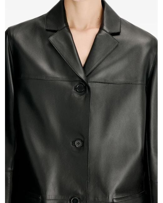 Loulou de Saison Black Notch-Lapel Leather Jacket