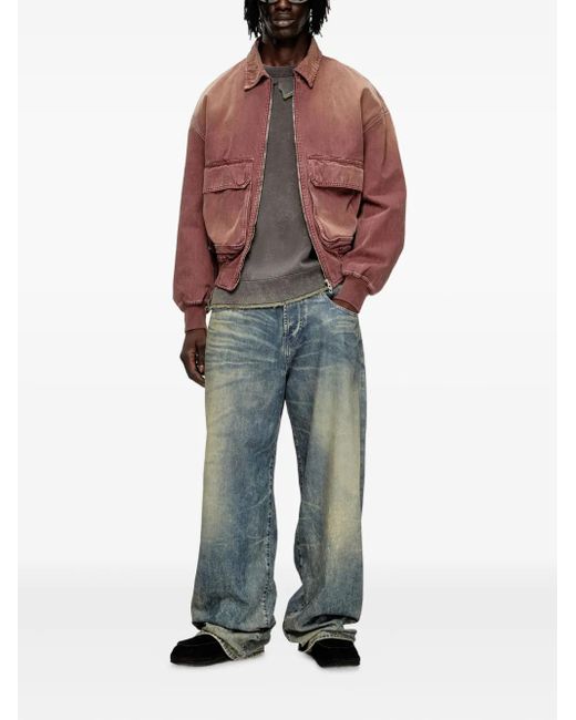DIESEL Red Flap-Pockets Cotton Denim Jacket