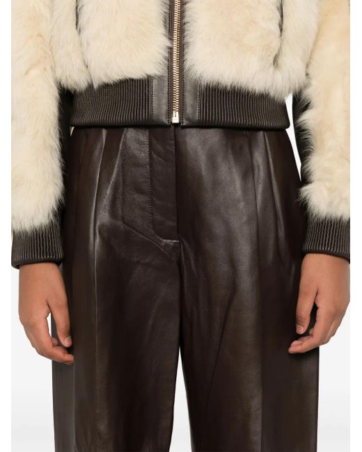 Zimmermann Black Leather Wide-leg Pants