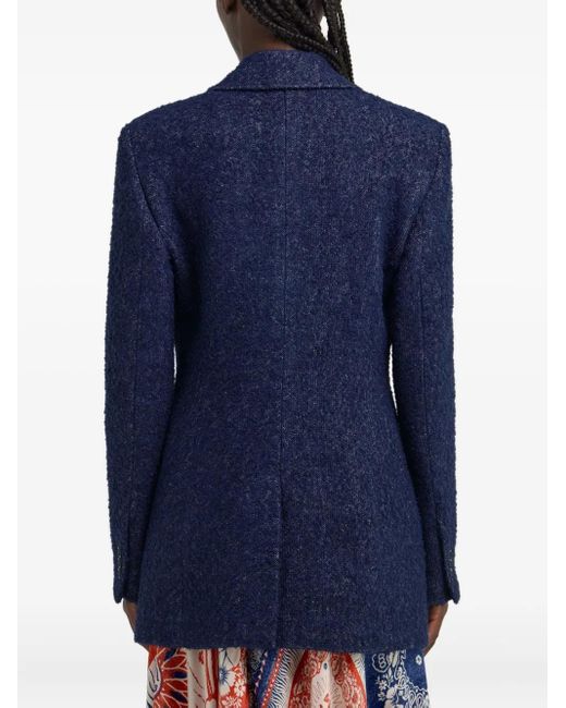 Roberto Cavalli Blue Textured Single-Breasted Blazer