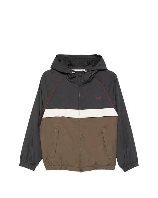 DUNST Black Hooded Colour-Block Windbreaker