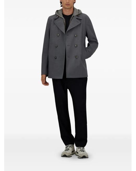 Herno Gray Manteau Croisé À Capuche for men
