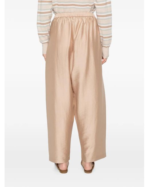 Cordera Natural Drawstring-Waistband Wide-Leg Trousers