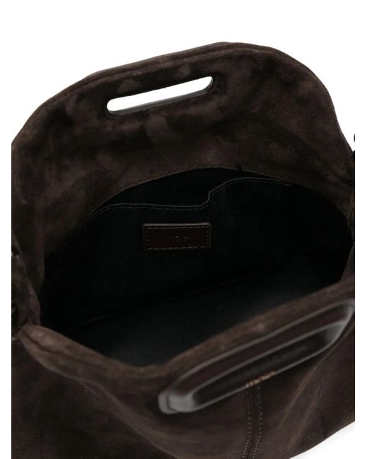 Maje Black Fringe-Detail Suede Shoulder Bag