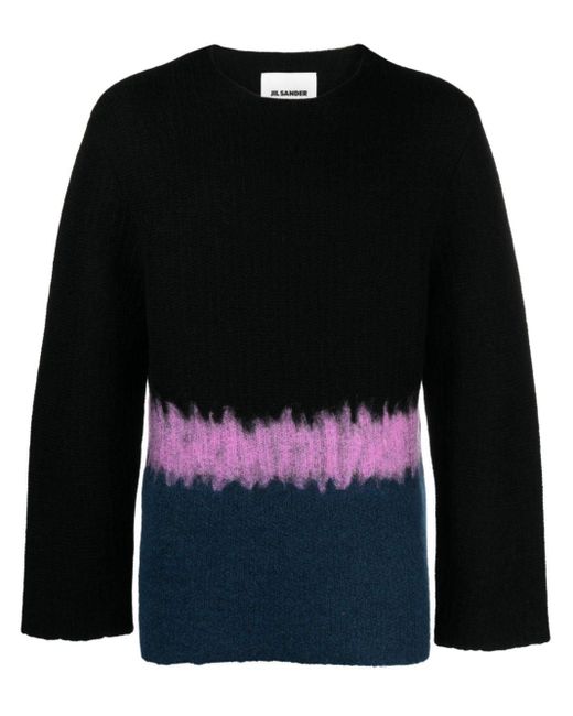Jil Sander Black Colourblock Sweater - Men's - Wool/silk/alpaca/mohairpolyamidecotton for men