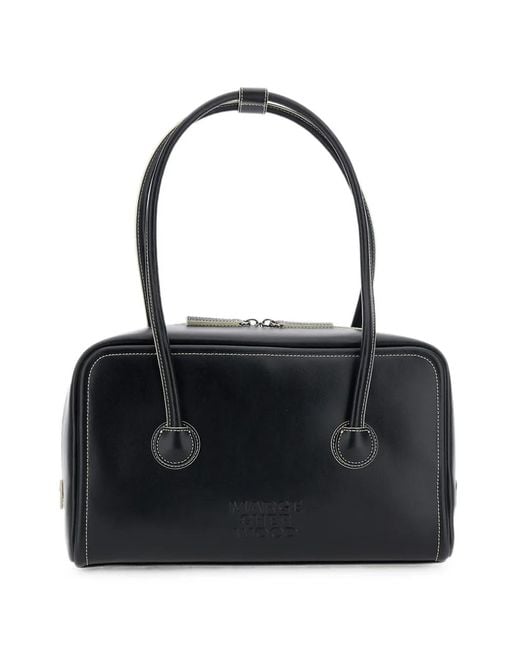 MARGE SHERWOOD Black Small Logo-Embossed Leather Shoulder Bag