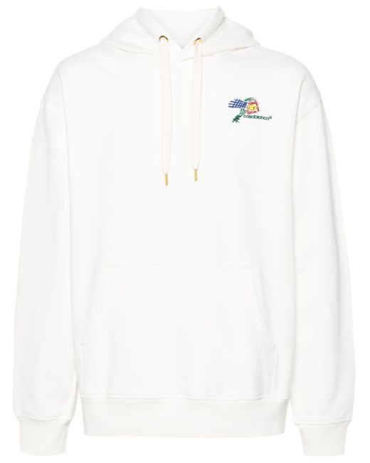 Casablancabrand White Croquis De Tennis Logo-embroidered Hoodie for men