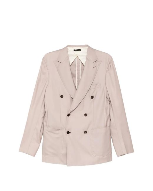 Brioni Natural Double-Breasted Peak-Lapel Jacket for men