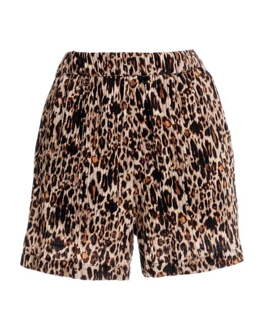 Agua Bendita Brown Watts Quilt Leopard-Print Shorts
