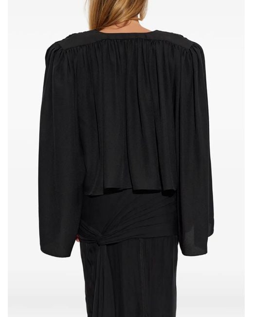 Valentino Garavani Black Gathered Cropped Cardigan