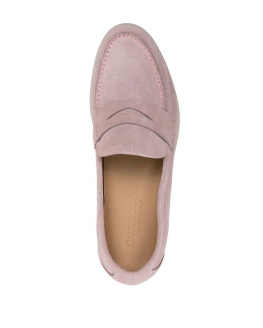Scarosso Pink Luciana Penny-slot Suede Loafers