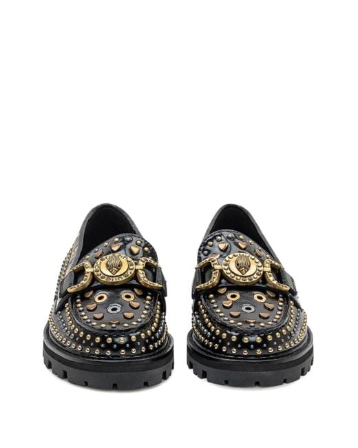 Kurt Geiger Black Mansion Stud-Embellished Buckle Loafers