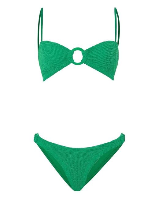 Hunza G Green Misty Hoop-Detail Bikini