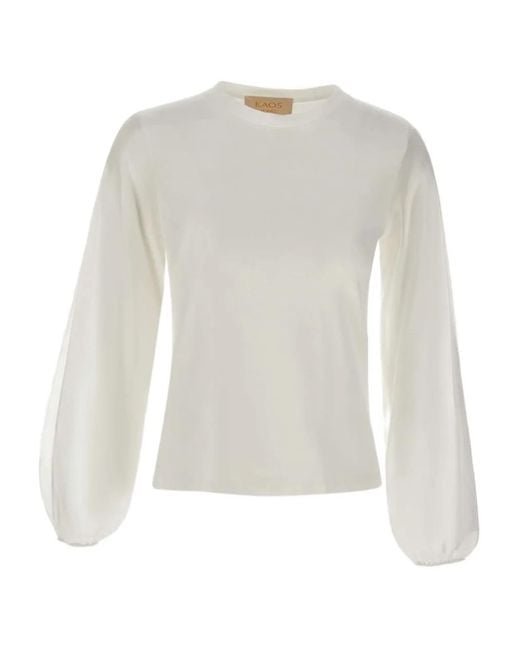 Top de manga balloon Kaos de color White