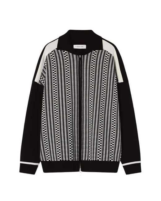 Lanvin Black Zip-Fastening Patterned Cardigan for men