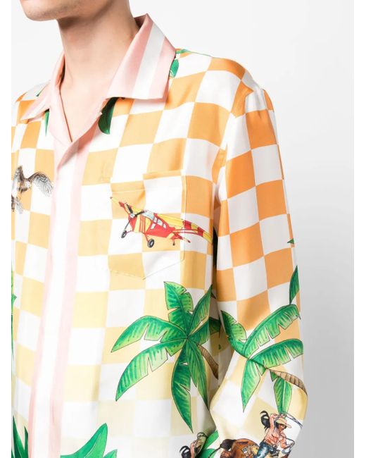 Casablanca Multicolor Tennis Club Graphic-pattern Relaxed-fit Silk Shirt for men