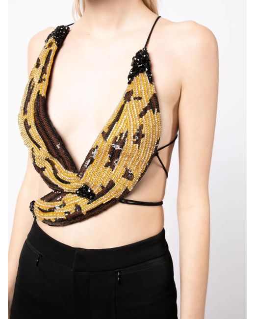 Area Metallic Embroidered-Detail Top