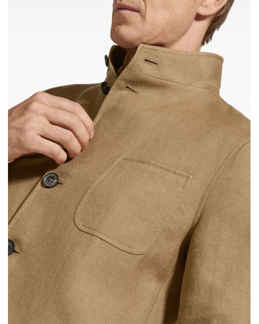 Zegna Brown Tailored Linen-wool Chore Jacket for men