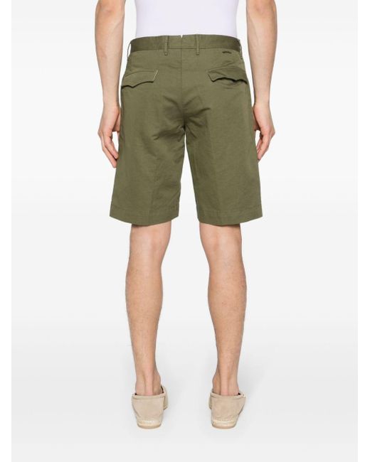 Incotex Green Logo-embroidered Linen-blend Chino Shorts for men