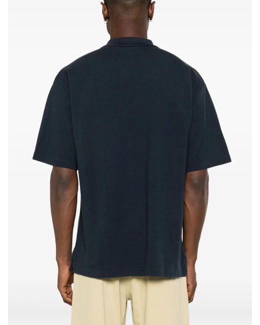 Maison Kitsuné Blue Polo Shirt With Fox Patch for men