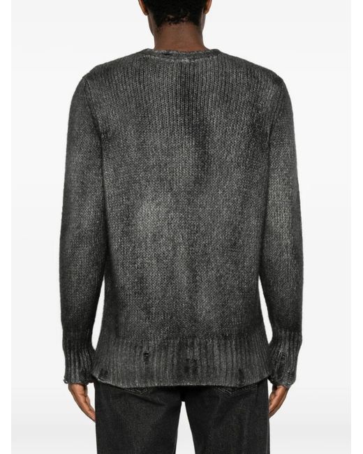 Avant Toi Gray Distressed Spray-Effect Sweater for men