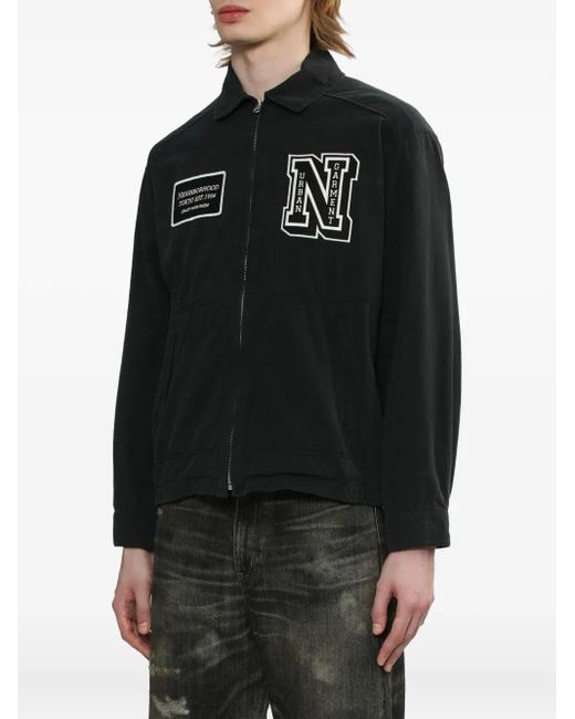 Neighborhood Black Logo-Patch Zip-Fastening Jacket for men