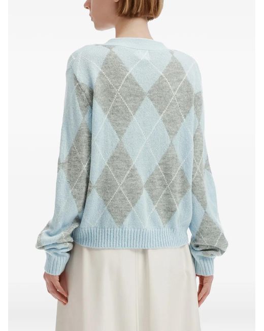 B+ AB Blue Argyle Knit Cardigan