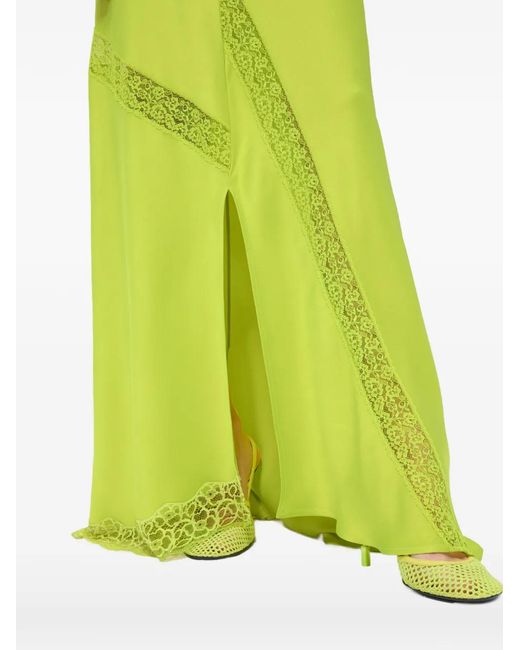 MSGM Green Jupe Longue À Empiècement En Dentelle