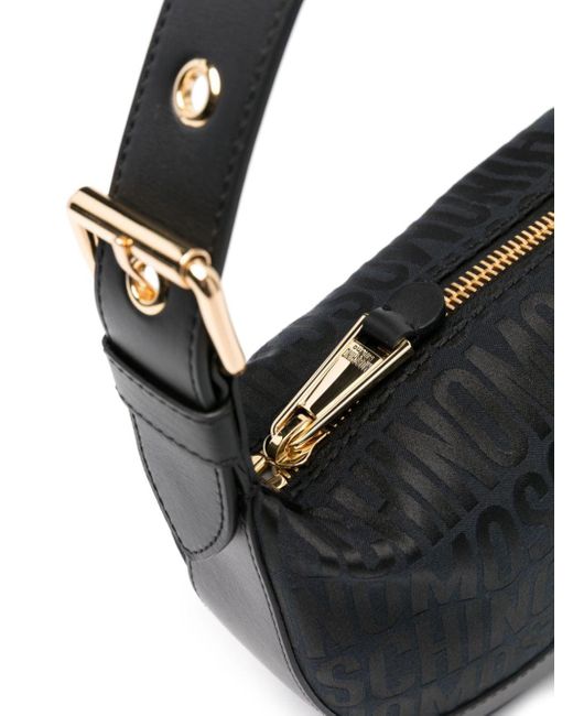 Moschino Black Monogram-print Leather Shoulder Bag