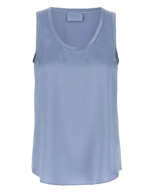 Haut En Satin À Design Sans Manches Brunello Cucinelli en coloris Blue
