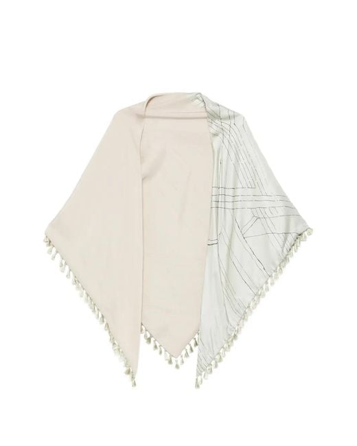 Alysi White Printed Scarf