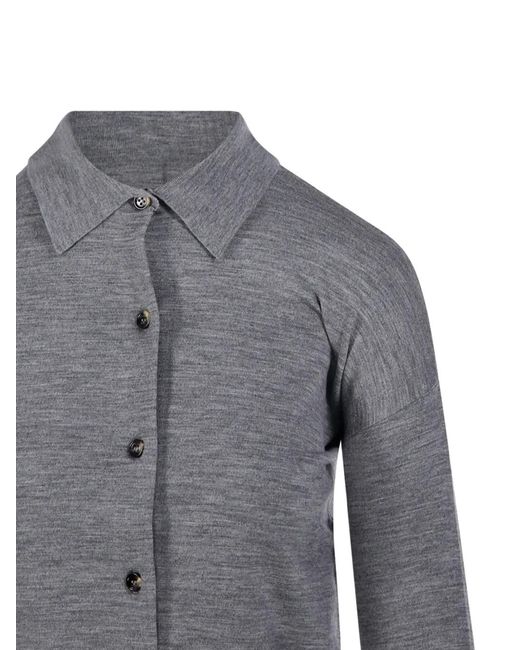 Max Mara Gray Collared Buttoned Cardigan
